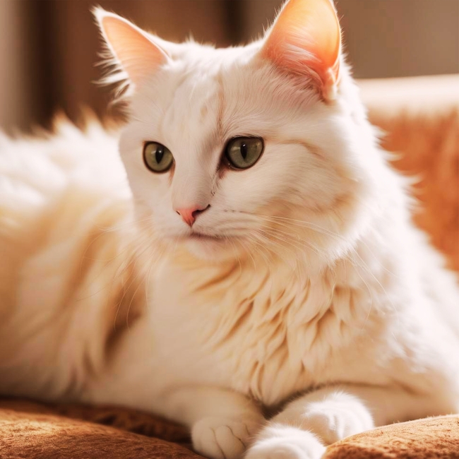 可爱白色小猫咪发呆图片