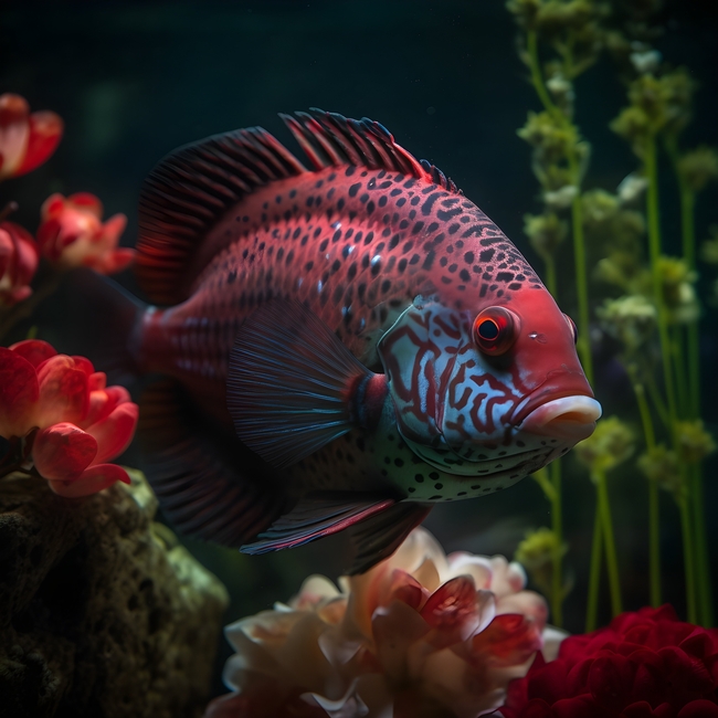 水族馆花角慈鲷鱼图片
