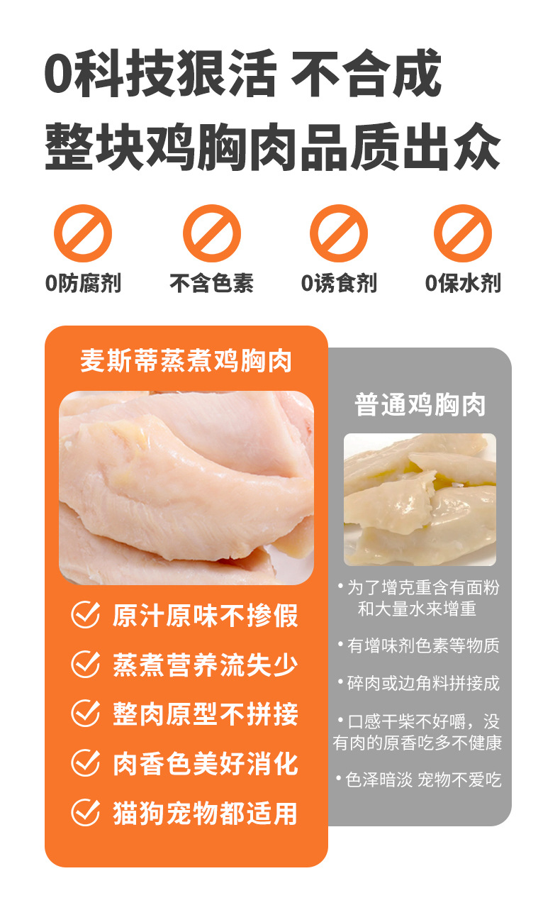 宠物蒸煮鸡胸肉40g水煮鸡小胸猫零食（不包邮）