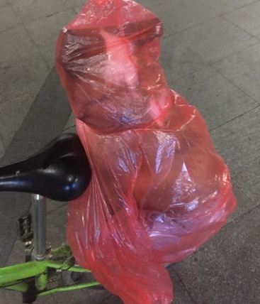 小伙怕狗狗被淋雨湿,想到了这类奇怪的招数,过路人见到竞相笑坏