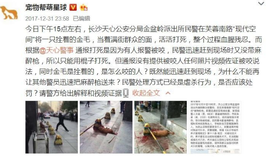 长沙辅警当街虐狗事件持续发酵,当事人反被人肉送菊花