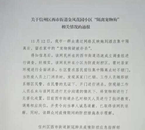 “主人隔离时宠物狗疑被扑杀”,深夜通报!