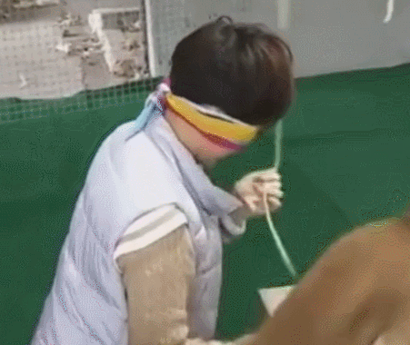 主人装作吊死,狗狗快速解救,利牙一瞬间咬掉挂件绳!