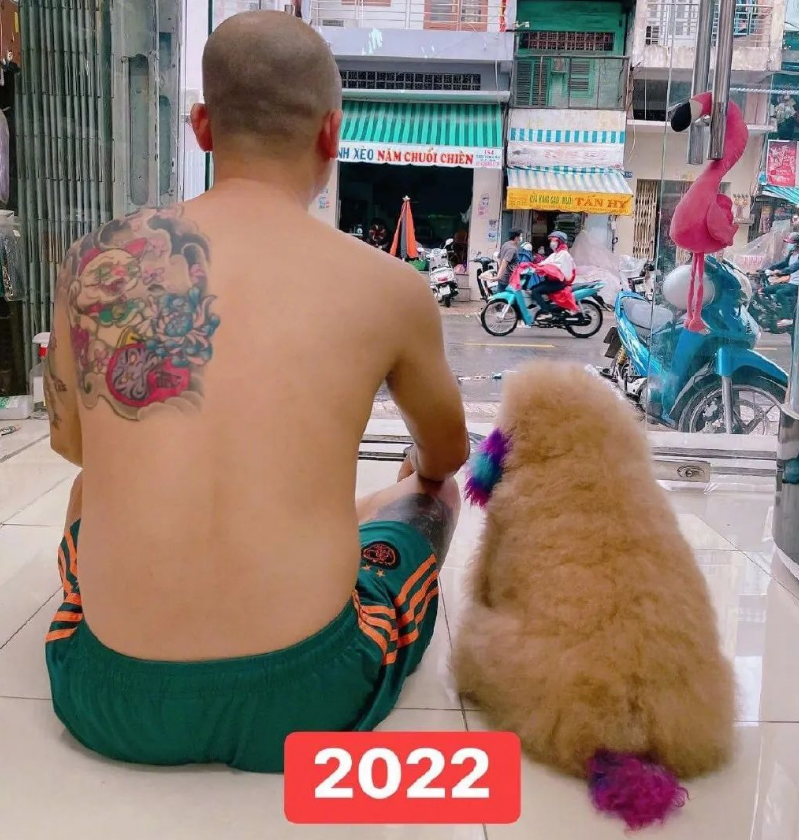 铲屎官和狗拍了6年的合照...身材同比例变宽!