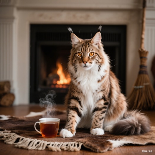 缅因猫的图片，采用写实宠物摄影风格