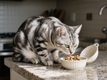 美国短毛猫的图片，采用写实宠物摄影风格