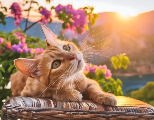 正在太阳的小懒猫图片