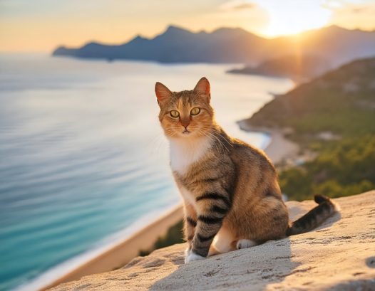 海边可爱小猫咪摄影图片