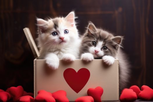 躲在箱子里的可爱小猫咪图片