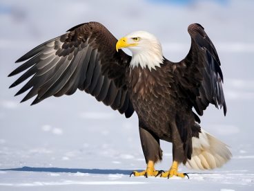 冬季雪地白头鹰摄影图片