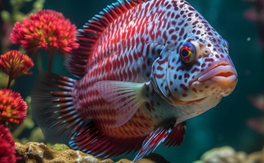 水族馆花角慈鲷观赏鱼图片