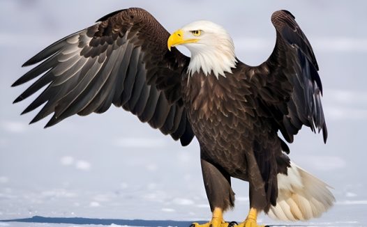 冬季雪地白头鹰摄影图片