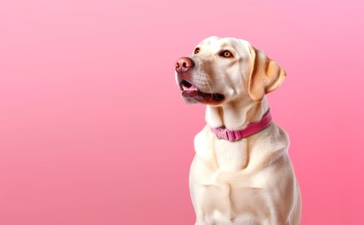 可爱拉布拉多犬粉色背景图片