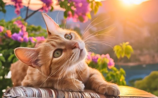 正在太阳的小懒猫图片