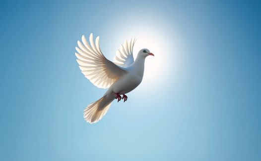 蓝色天空飞翔的白鸽图片