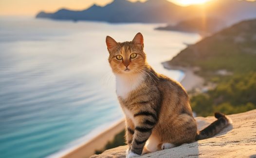 海边可爱小猫咪摄影图片