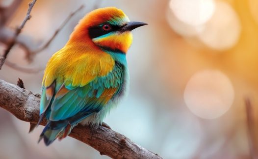 黄喉蜂虎站在树枝上图片