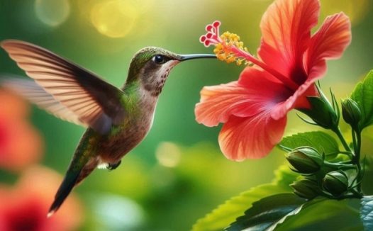 春天鸟语花香蜂鸟摄影图片