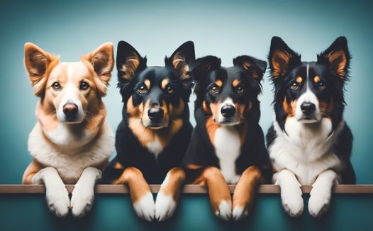 排排站着的可爱萌狗狗图片