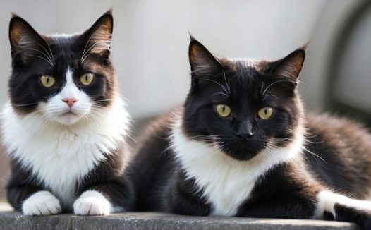 两只可爱黑白色小猫图片