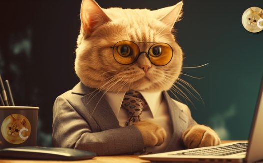 可爱呆萌喵星人办公摄影图片