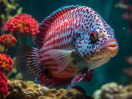 水族馆花角慈鲷观赏鱼图片