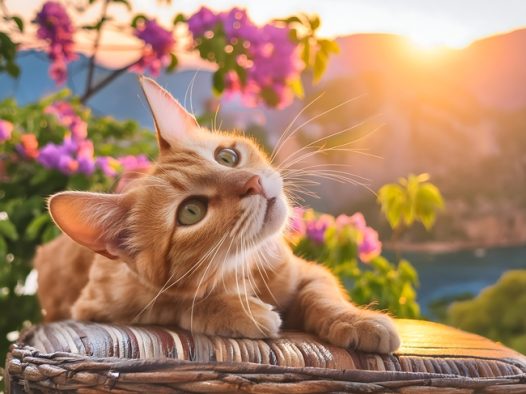 正在太阳的小懒猫图片