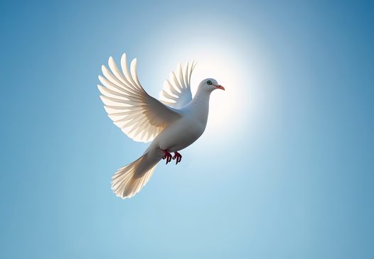 蓝色天空飞翔的白鸽图片
