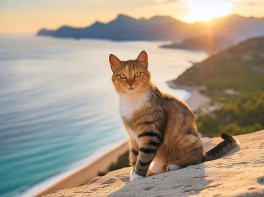 海边可爱小猫咪摄影图片