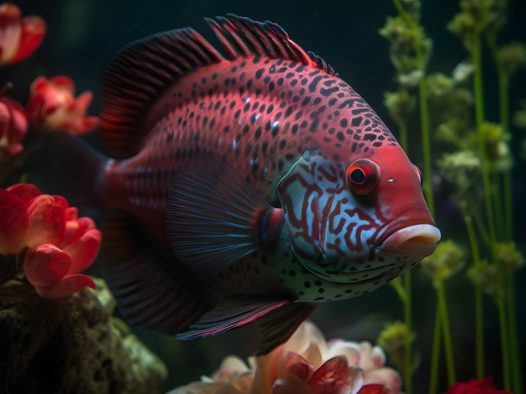水族馆花角慈鲷鱼图片
