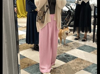 女生带上小狗外出逛街购物,试穿拍下它打呵欠的模样,连狗都累了!